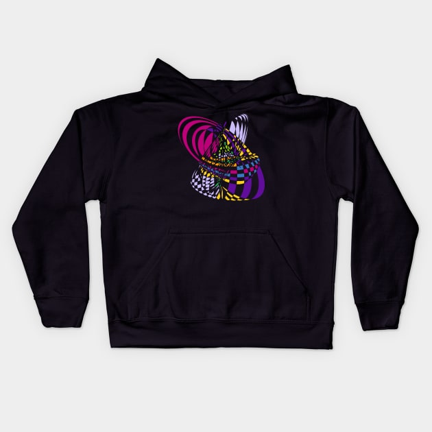 Algorithmic Art Pendulum | Harmonic Motion Pattern Checkered Neon Pink Yellow Purple Black Kids Hoodie by aRtVerse